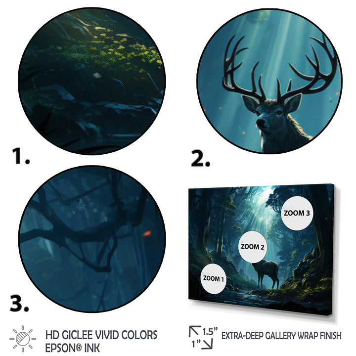 Deer Dancing Shadows - Deer Large Canvas Wall Art