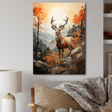 Deers Brown Landscape - Deer Living Room Wall Art
