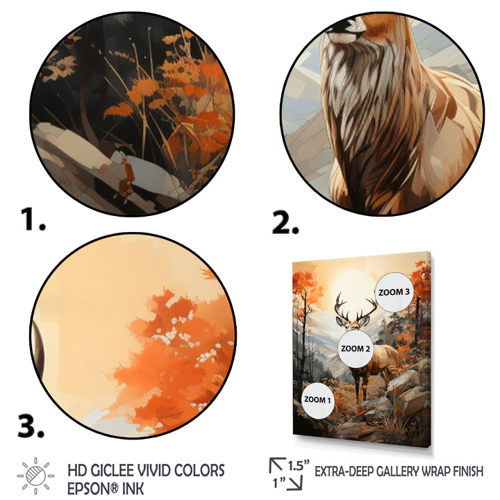 Deers Brown Landscape - Deer Living Room Wall Art