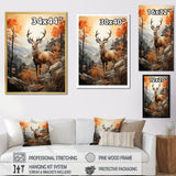 Deers Brown Landscape - Deer Living Room Wall Art