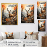 Deers Brown Landscape - Deer Living Room Wall Art