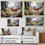 Deer Graceful Grazing - Animals Canvas Wall Art