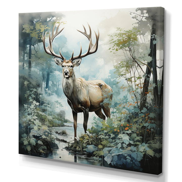 Deer Harmonious Encounter - Deer Large Canvas Wall Art