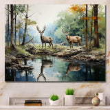 Deer Majestic Reflections - Animals Canvas Wall Art