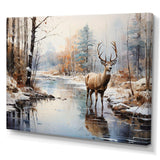 Deer Winter Serenade - Animals Canvas Wall Art