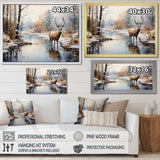 Deer Winter Serenade - Animals Canvas Wall Art