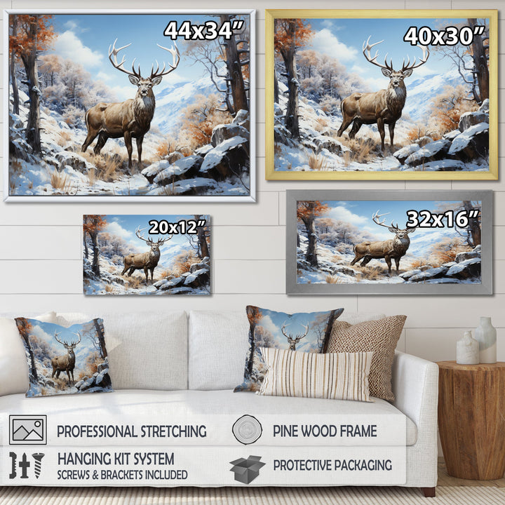 Deer Winters Elegance - Brown Deer Wall Art