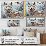 Wolf Winters Embrace - Deer Framed Canvas Art