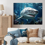Teal Grey Shark Marine Symphony - Teal Shark Wall Art