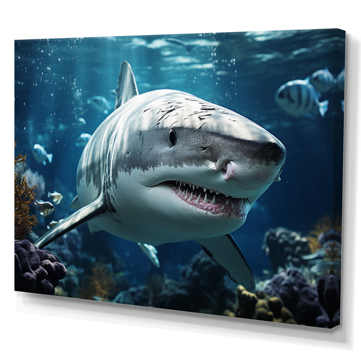 Teal Grey Shark Marine Symphony - Teal Shark Wall Art