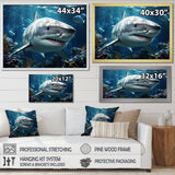 Teal Grey Shark Marine Symphony - Teal Shark Wall Art