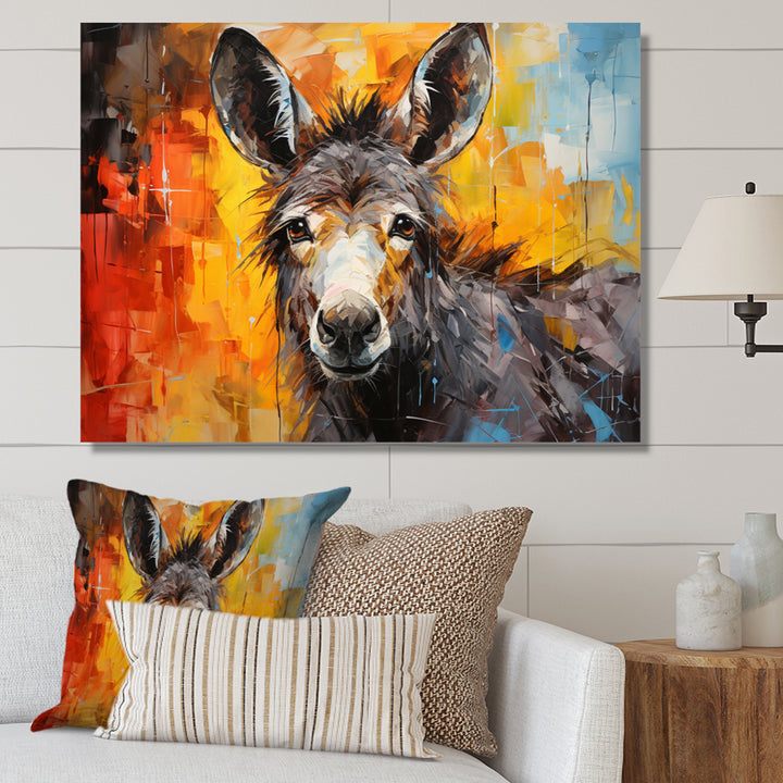 Grey Donkey Gentle Companion Collage - Donkey Living Room Wall Art