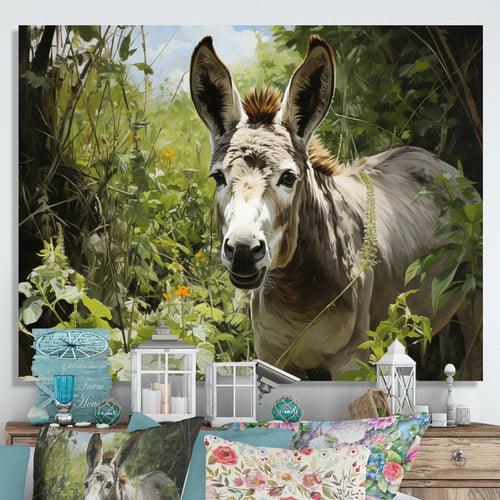 Grey Donkey Gentle Companion Pastoral - Donkey Bedroom Wall Art