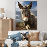 Grey Donkey Portrait Vibrant - Donkey Canvas Wall Art