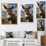 Grey Donkey Portrait Vibrant - Donkey Canvas Wall Art
