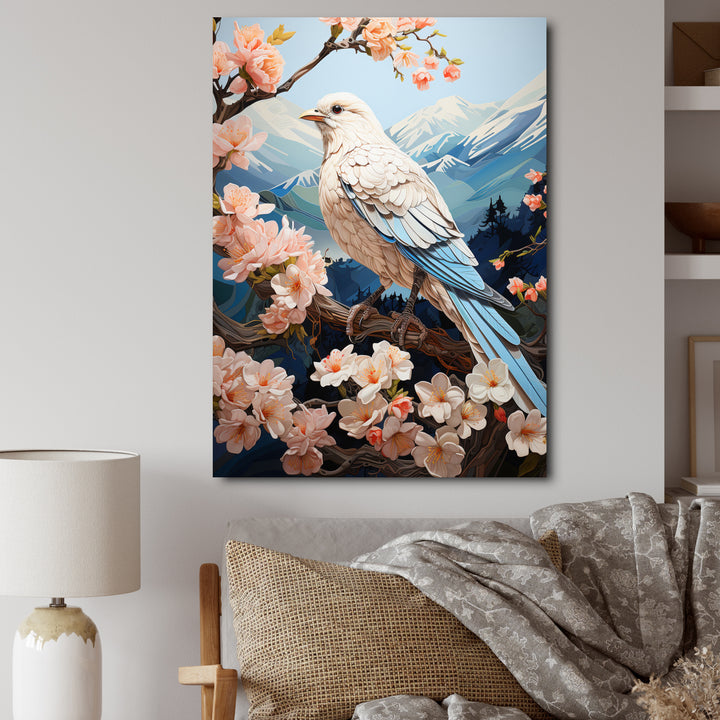 White Dove Winged Harmony Pastoral - Dove Large Canvas Wall Art