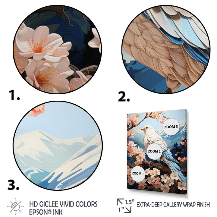 White Dove Winged Harmony Pastoral - Dove Large Canvas Wall Art