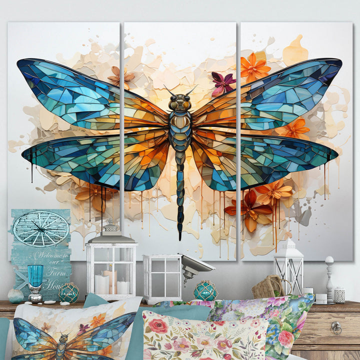 Teal Dragonfly Ethereal Flight Geometric I - Multi-Panels