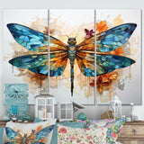 Teal Dragonfly Ethereal Flight Geometric I - Multi-Panels