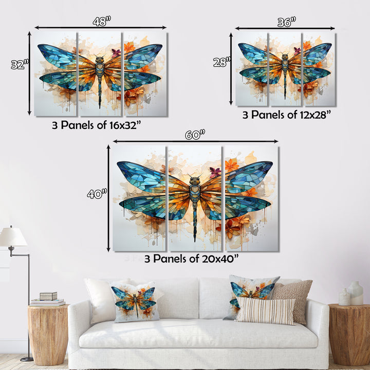 Teal Dragonfly Ethereal Flight Geometric I - Multi-Panels