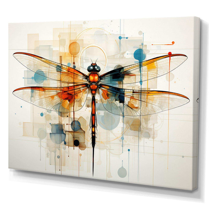 Teak Dragonfly Ethereal Flight Geometric - Animals Canvas Wall Art