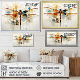 Teak Dragonfly Ethereal Flight Geometric - Animals Canvas Wall Art