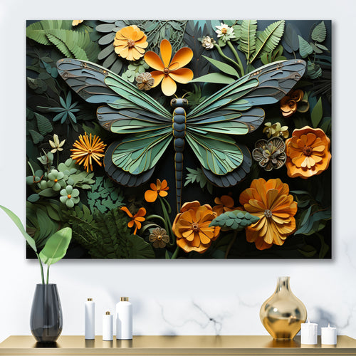 Green Dragonfly Insects Flight Pastoral - Green Dragonfly Wall Art