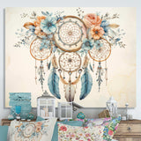 Teal Dreamcatcher Vintage Whispers - Spiritual Canvas Wall Art