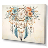 Teal Dreamcatcher Vintage Whispers - Spiritual Canvas Wall Art