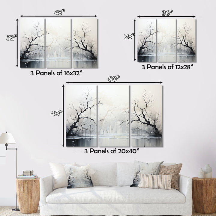 Minimalism Monochrome Serenity River - Canvas Multipanels Set of 3