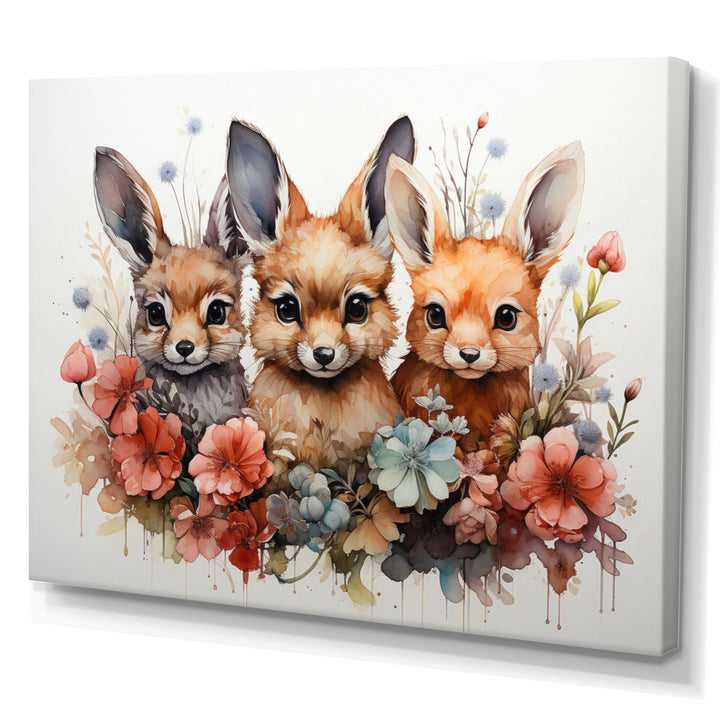 Dry Watercolor Whimsical Animals - Rabbit Living Room Wall Art