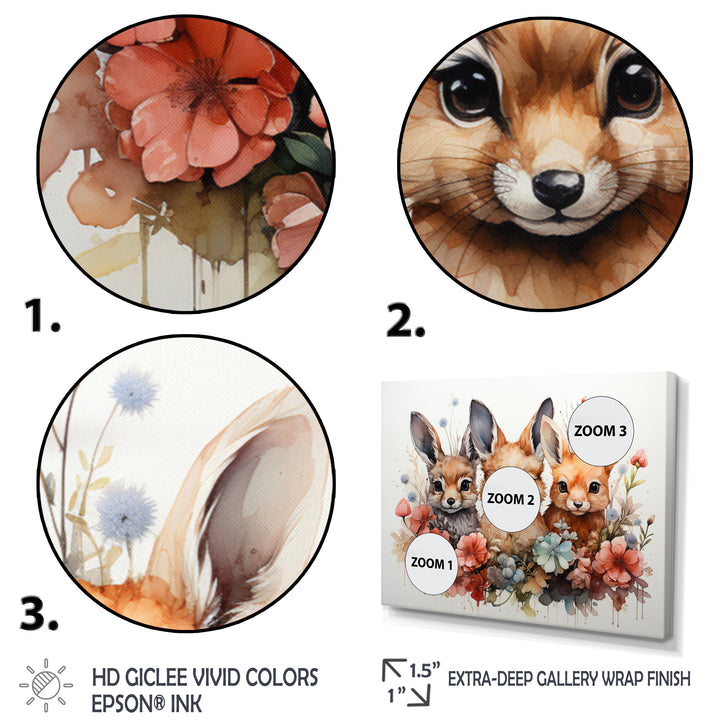 Dry Watercolor Whimsical Animals - Rabbit Living Room Wall Art