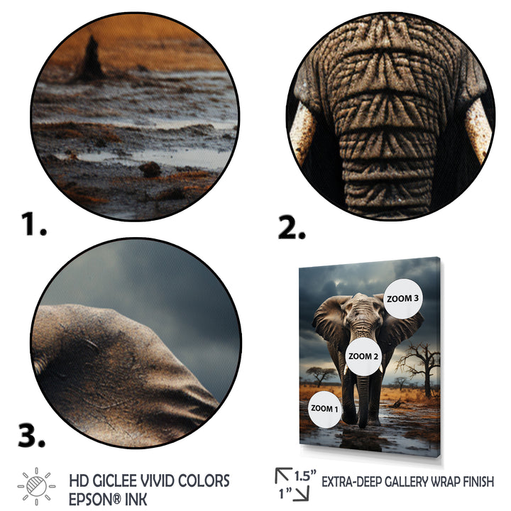 Elephant Tales From Afar - Elephant Large Canvas Wall Art
