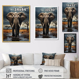Elephant Tales From Afar - Elephant Large Canvas Wall Art