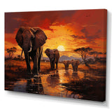 African Elephant Photography At Sunset II - Animals Canvas Wall Art