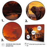 African Elephant Photography At Sunset II - Animals Canvas Wall Art