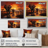 African Elephant Photography At Sunset II - Animals Canvas Wall Art