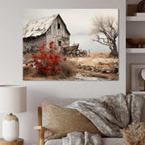 Red Farmhouse Rustic Elegance I - Landscapes Canvas Wall Art