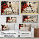 Fashion Red Dress Elegance Unveiled V - Fashion Canvas Wall Art