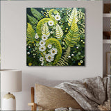 Light Green Ferns Plant Whimsical Spirals I - Floral Canvas Wall Art