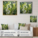 Light Green Ferns Plant Whimsical Spirals I - Floral Canvas Wall Art