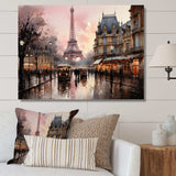 Pink Twilight Rendezvous In Paris I - Cityscapes Canvas Wall Art