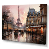 Pink Twilight Rendezvous In Paris I - Cityscapes Canvas Wall Art