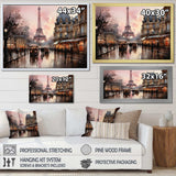 Pink Twilight Rendezvous In Paris I - Cityscapes Canvas Wall Art