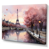 Pink Twilight Rendezvous In Paris II - Cityscapes Canvas Wall Art