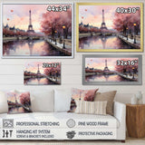 Pink Twilight Rendezvous In Paris II - Cityscapes Canvas Wall Art