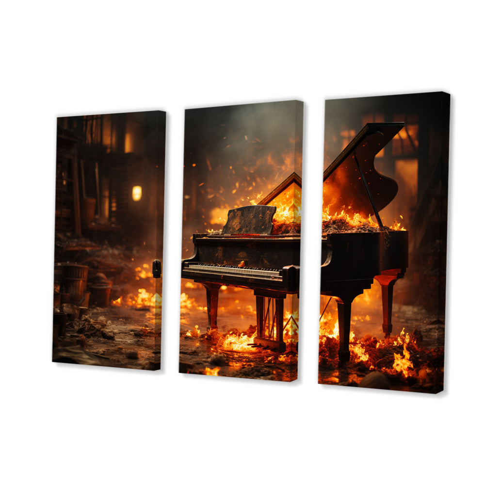 Orange Black Fire Piano Tools Music - Multi-Panels