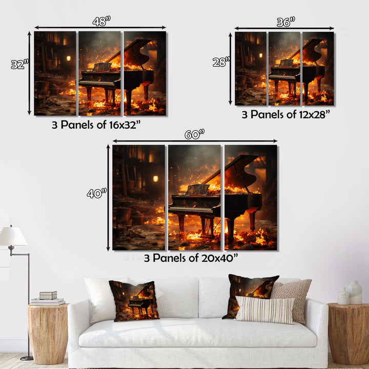 Orange Black Fire Piano Tools Music - Multi-Panels