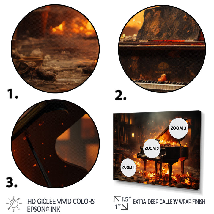 Orange Black Fire Piano Tools Music - Multi-Panels