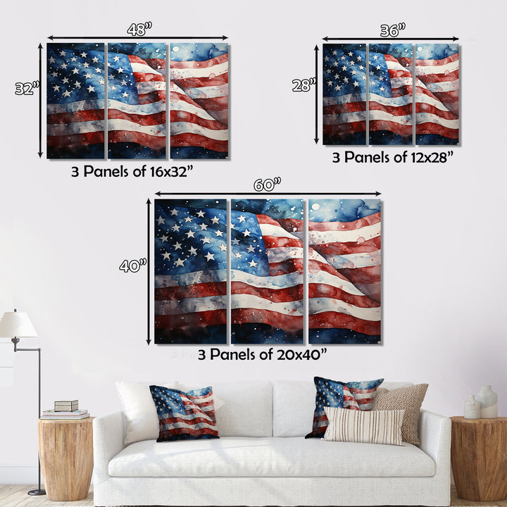 Flag American Flag III - Canvas Wall Art Sets
